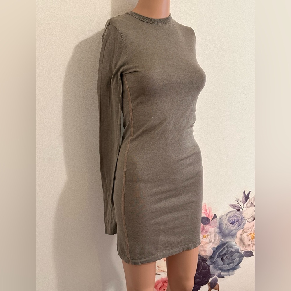 Nagnata Taupe Long Sleeve Bodycon Mini Dress - Picture 4 of 6
